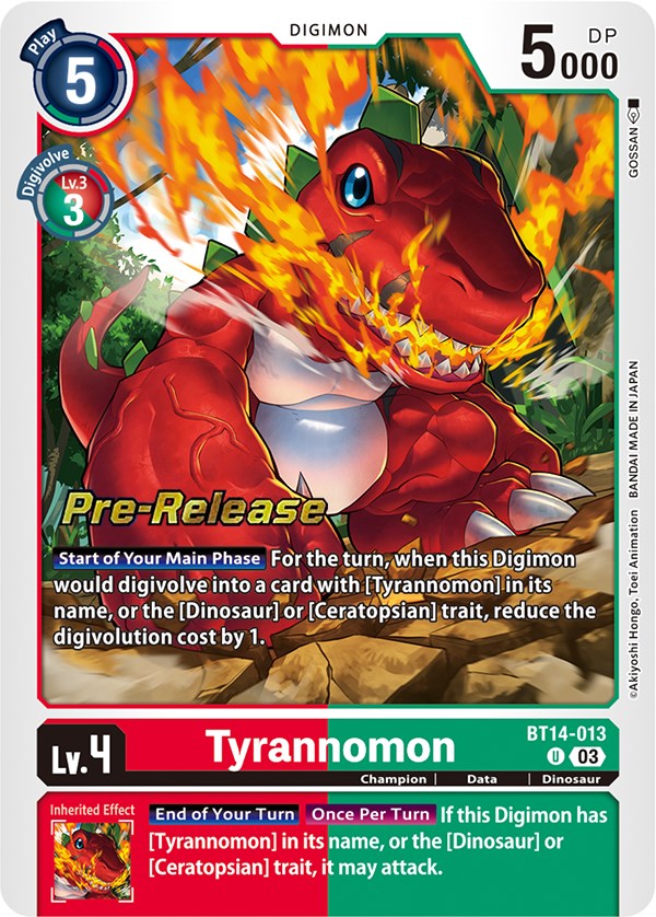 Tyrannomon [BT14-013] [Blast Ace Pre-Release Cards] | Shuffle n Cut Hobbies & Games