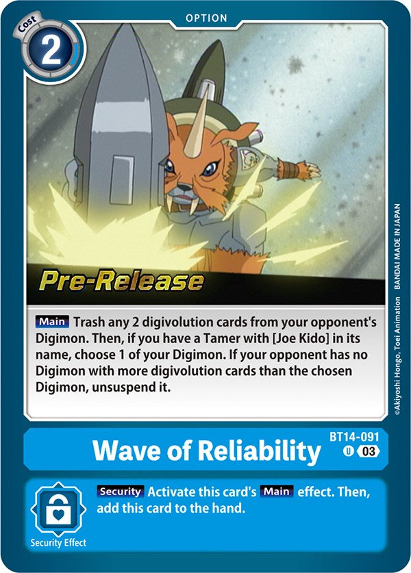 Wave of Reliability [BT14-091] [Blast Ace Pre-Release Cards] | Shuffle n Cut Hobbies & Games