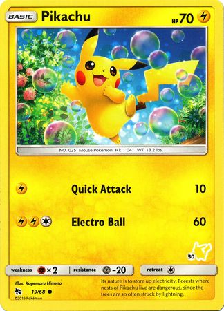 Pikachu (19/68) (Pikachu Stamp #30) [Battle Academy 2020] | Shuffle n Cut Hobbies & Games