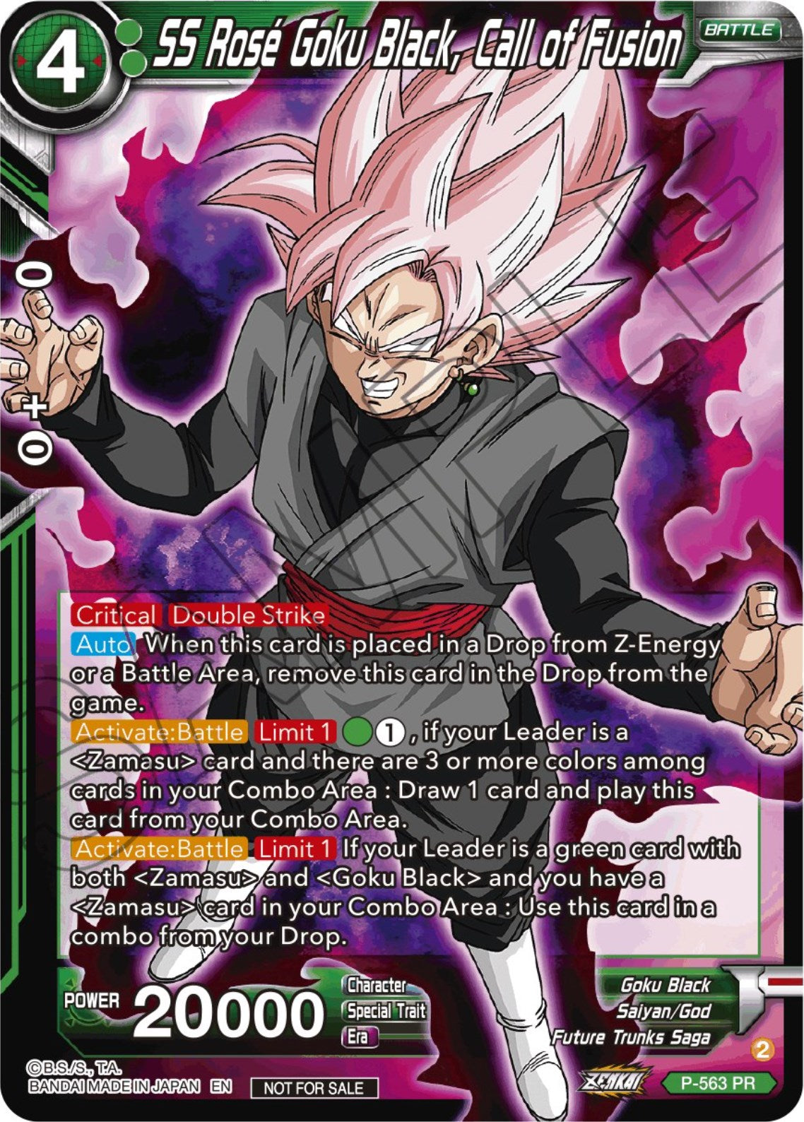 SS Rose Goku Black, Call of Fusion (Zenkai Series Tournament Pack Vol.6) (P-563) [Tournament Promotion Cards] | Shuffle n Cut Hobbies & Games