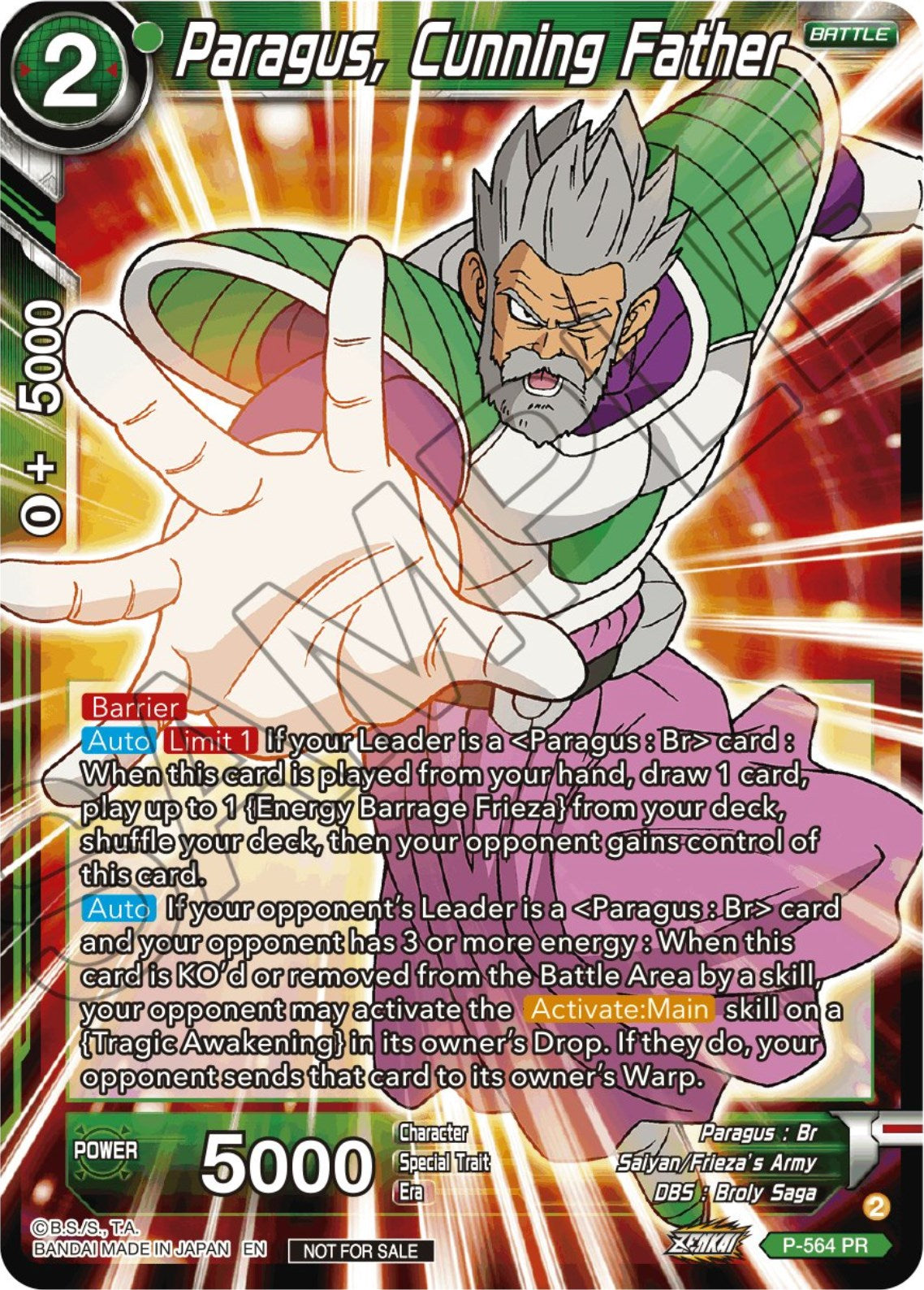 Paragus, Cunning Father (Zenkai Series Tournament Pack Vol.6) (P-564) [Tournament Promotion Cards] | Shuffle n Cut Hobbies & Games