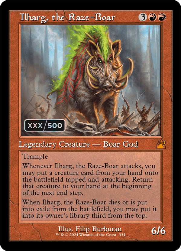 Ilharg, the Raze-Boar (Retro) (Serialized) [Ravnica Remastered] | Shuffle n Cut Hobbies & Games