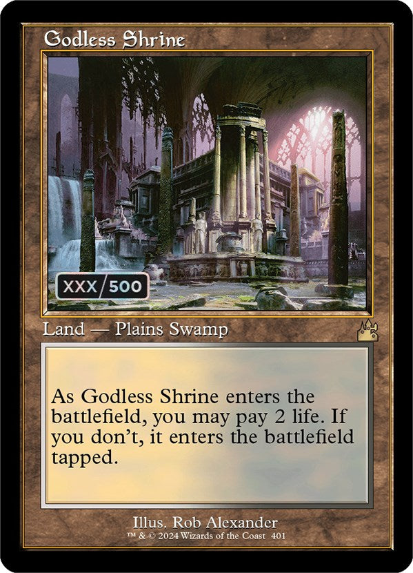 Godless Shrine (Retro) (Serialized) [Ravnica Remastered] | Shuffle n Cut Hobbies & Games