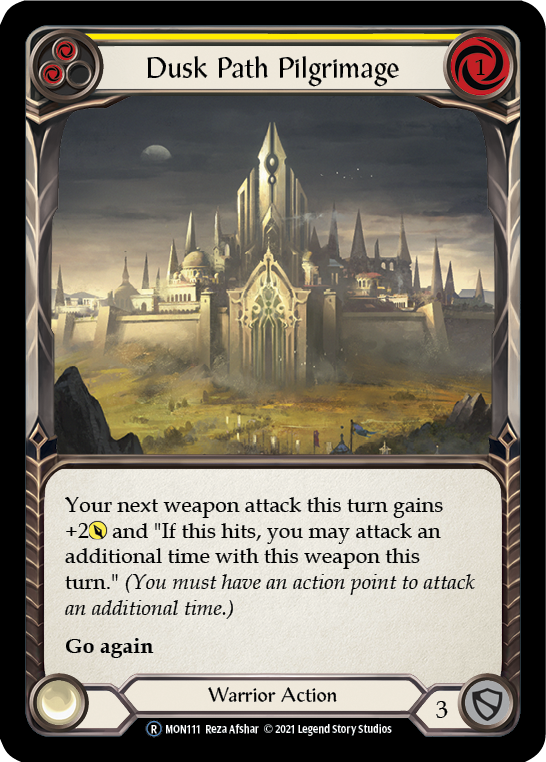 Dusk Path Pilgrimage (Yellow) (Rainbow Foil) [U-MON111-RF] Unlimited Edition Rainbow Foil | Shuffle n Cut Hobbies & Games