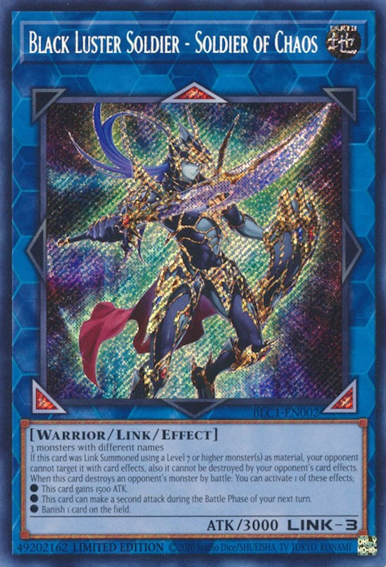 Black Luster Soldier - Soldier of Chaos [BLC1-EN002] Secret Rare | Shuffle n Cut Hobbies & Games