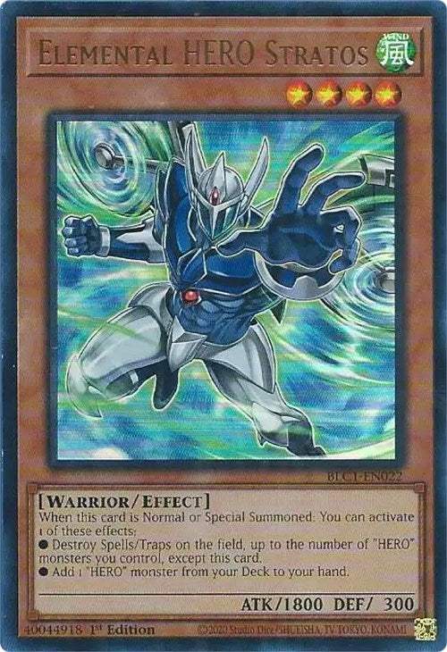 Elemental HERO Stratos (Alternate Art) [BLC1-EN022] Ultra Rare | Shuffle n Cut Hobbies & Games