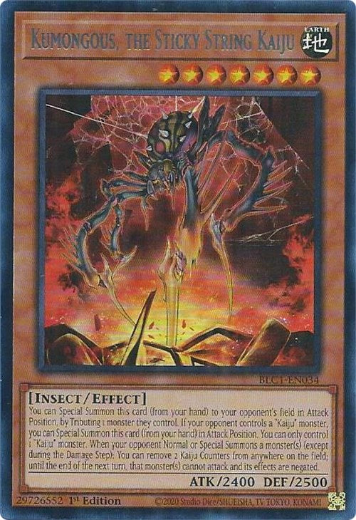 Kumongous, the Sticky String Kaiju (Silver) [BLC1-EN034] Ultra Rare | Shuffle n Cut Hobbies & Games