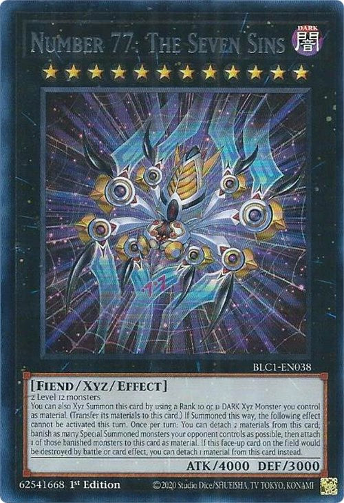 Number 77: The Seven Sins (Silver) [BLC1-EN038] Ultra Rare | Shuffle n Cut Hobbies & Games