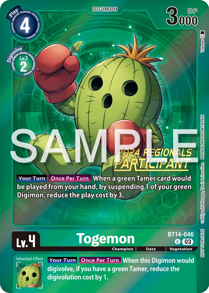 Togemon [BT14-046] (2024 Regionals Participant) [Blast Ace Promos] | Shuffle n Cut Hobbies & Games