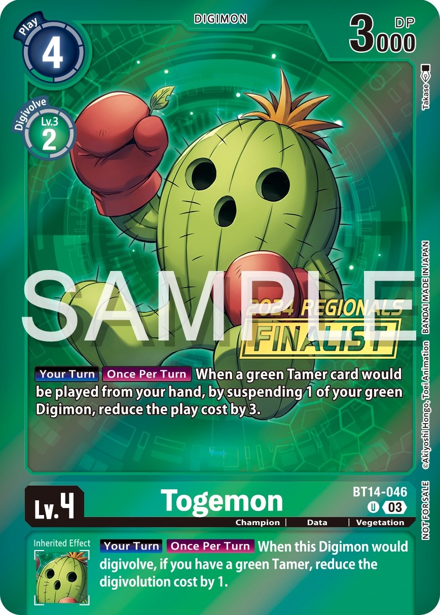 Togemon [BT14-046] (2024 Regionals Finalist) [Blast Ace Promos] | Shuffle n Cut Hobbies & Games