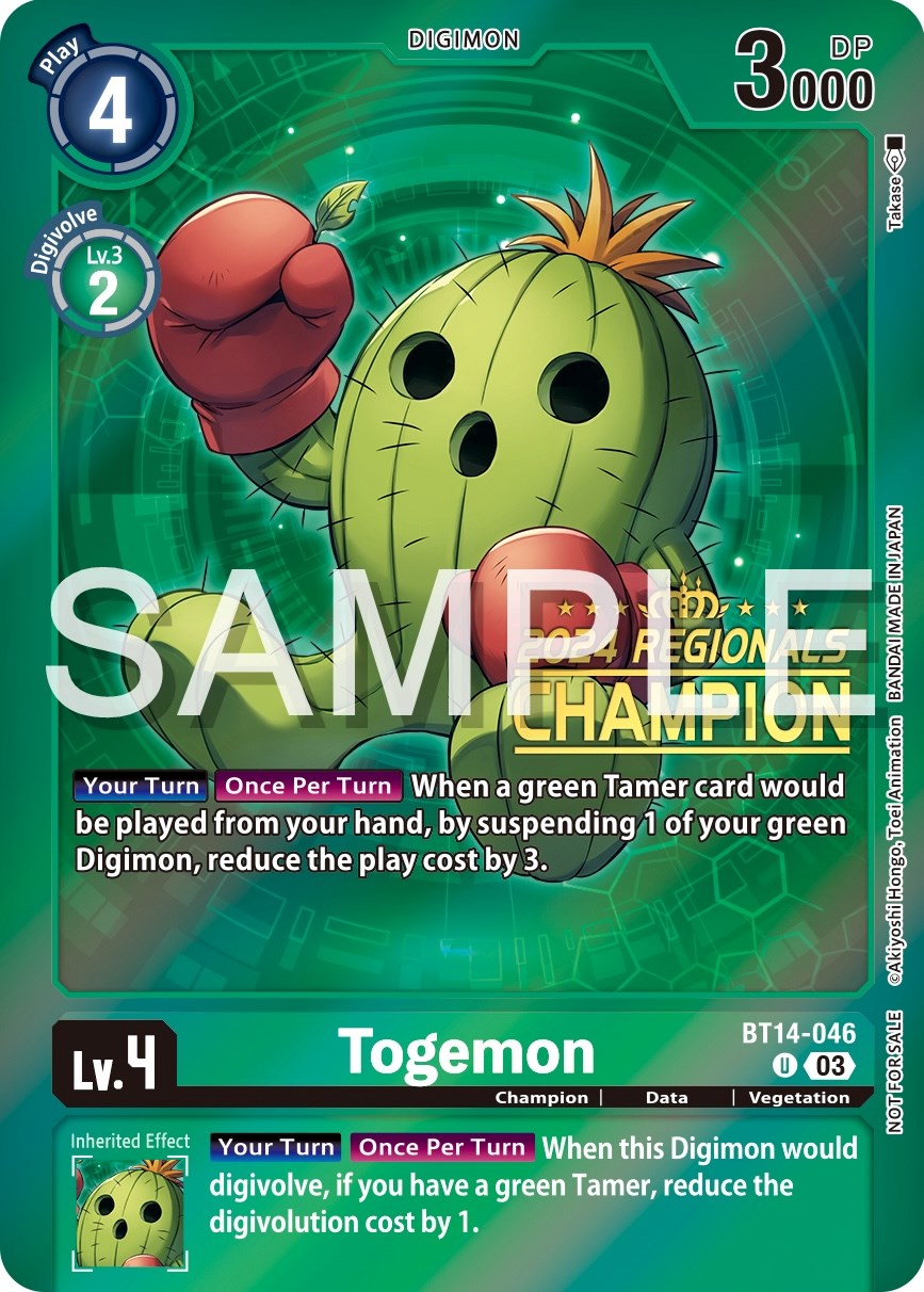 Togemon [BT14-046] (2024 Regionals Champion) [Blast Ace Promos] | Shuffle n Cut Hobbies & Games