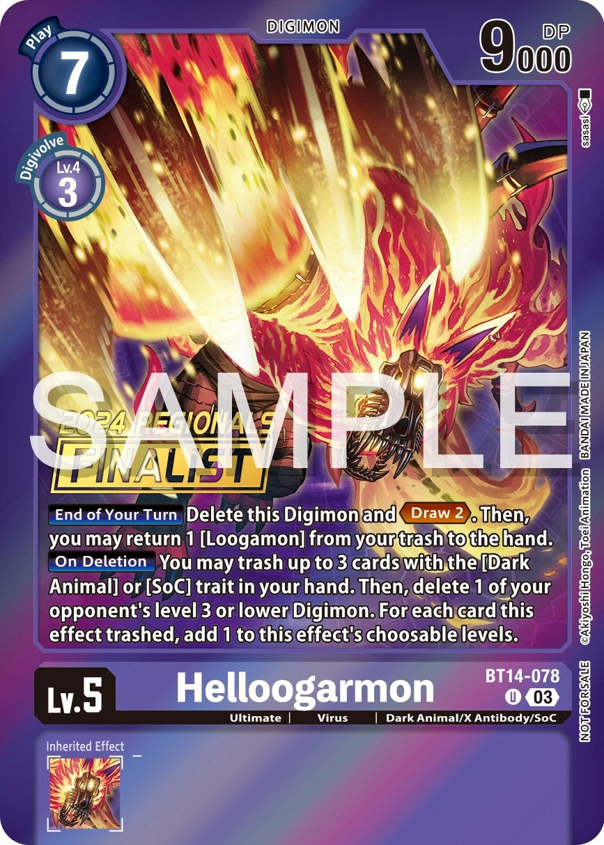 Helloogarmon [BT14-078] (2024 Regionals Finalist) [Blast Ace Promos] | Shuffle n Cut Hobbies & Games