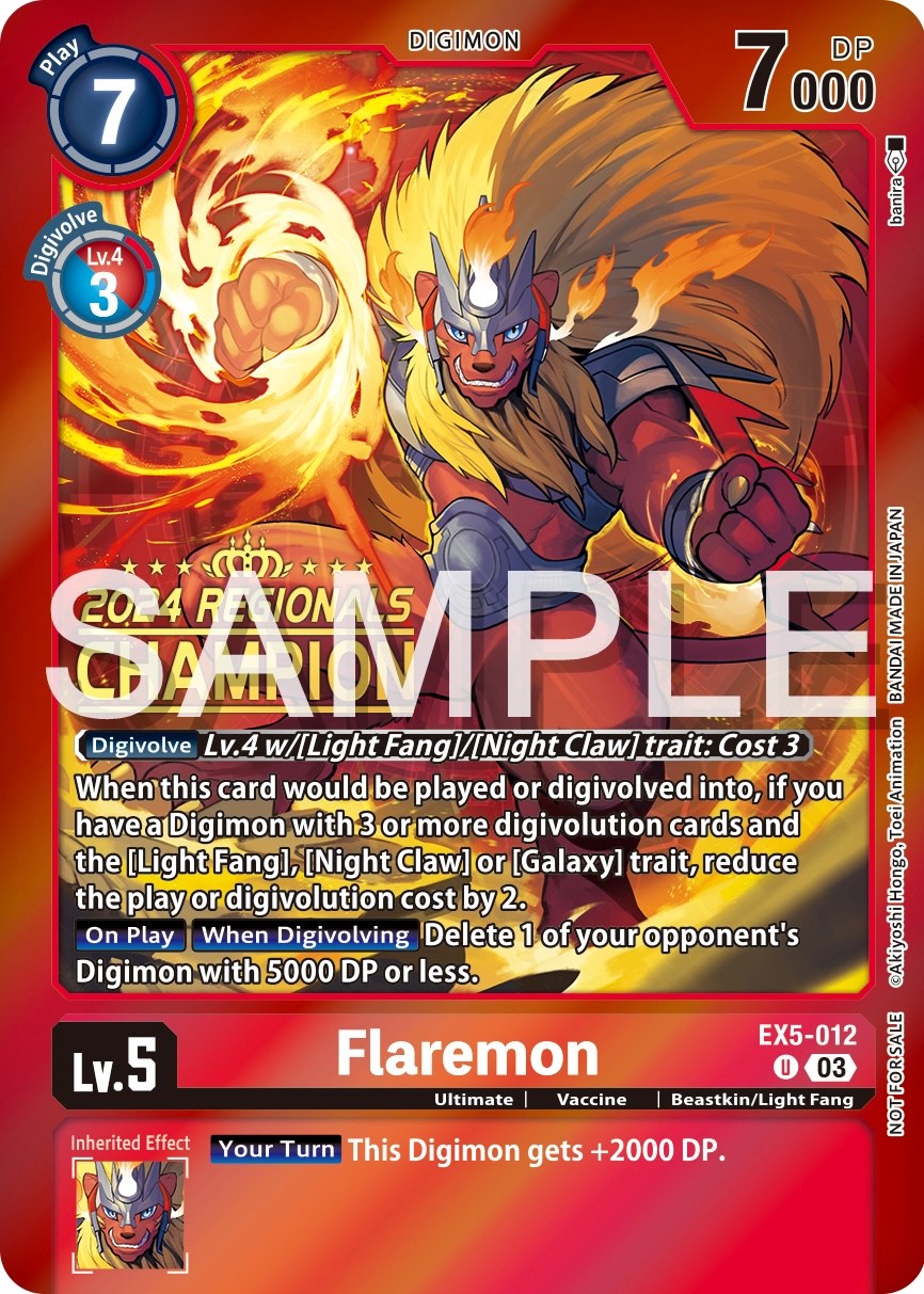 Flaremon [EX5-012] (2024 Regionals Champion) [Animal Colosseum Promos] | Shuffle n Cut Hobbies & Games