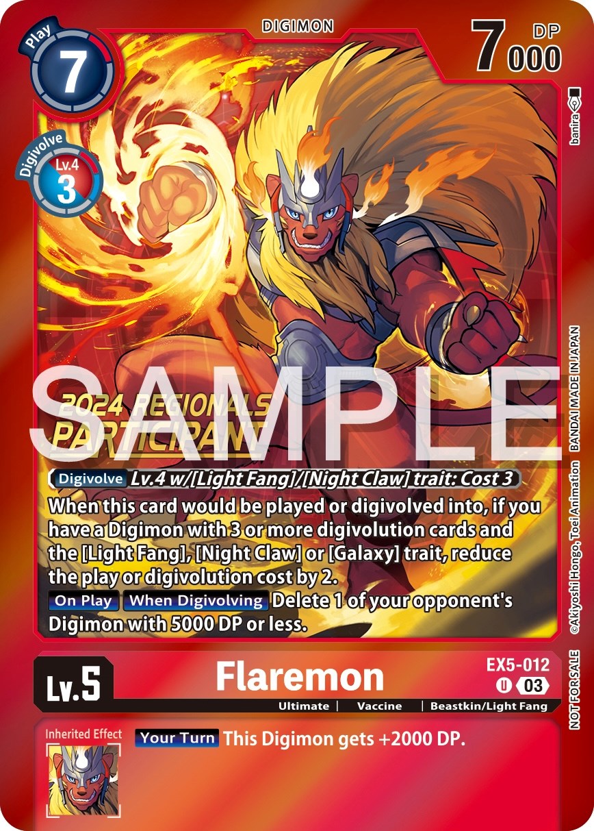 Flaremon [EX5-012] (2024 Regionals Participant) [Animal Colosseum Promos] | Shuffle n Cut Hobbies & Games