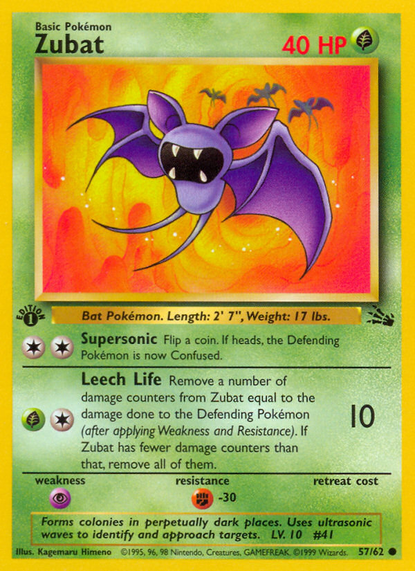 Zubat (57/62) [Fossil 1st Edition] | Shuffle n Cut Hobbies & Games