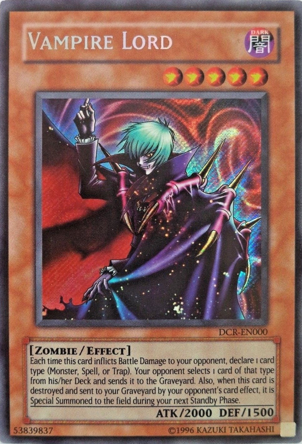 Vampire Lord [DCR-EN000] Secret Rare | Shuffle n Cut Hobbies & Games