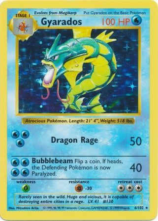 Gyarados (6/102) [Base Set Shadowless Unlimited] | Shuffle n Cut Hobbies & Games