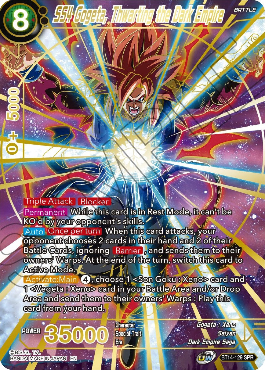 SS4 Gogeta, Thwarting the Dark Empire (SPR) (BT14-129) [Cross Spirits] | Shuffle n Cut Hobbies & Games