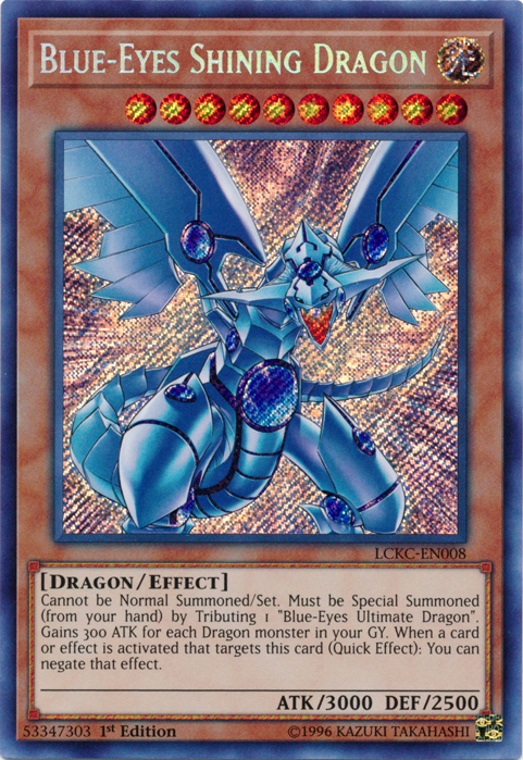 Blue-Eyes Shining Dragon [LCKC-EN008] Secret Rare | Shuffle n Cut Hobbies & Games