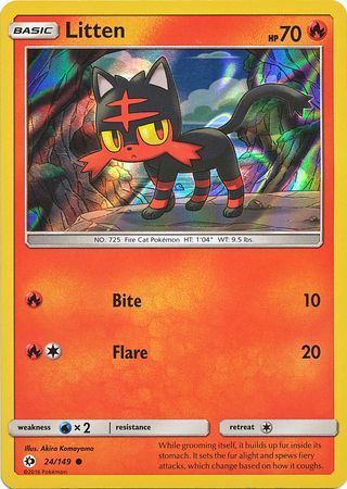 Litten (24/149) (Water Web Holo) [Sun & Moon: Base Set] | Shuffle n Cut Hobbies & Games