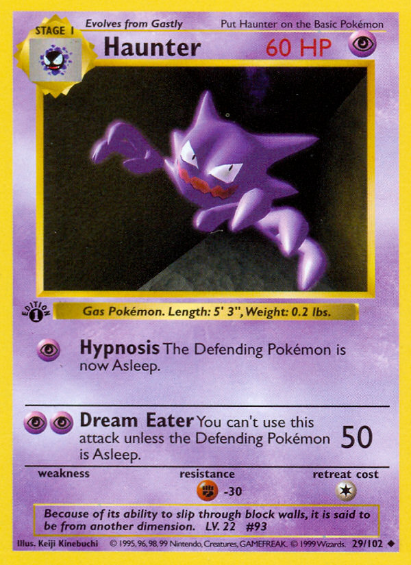 Haunter (29/102) (Shadowless) [Base Set 1st Edition] | Shuffle n Cut Hobbies & Games