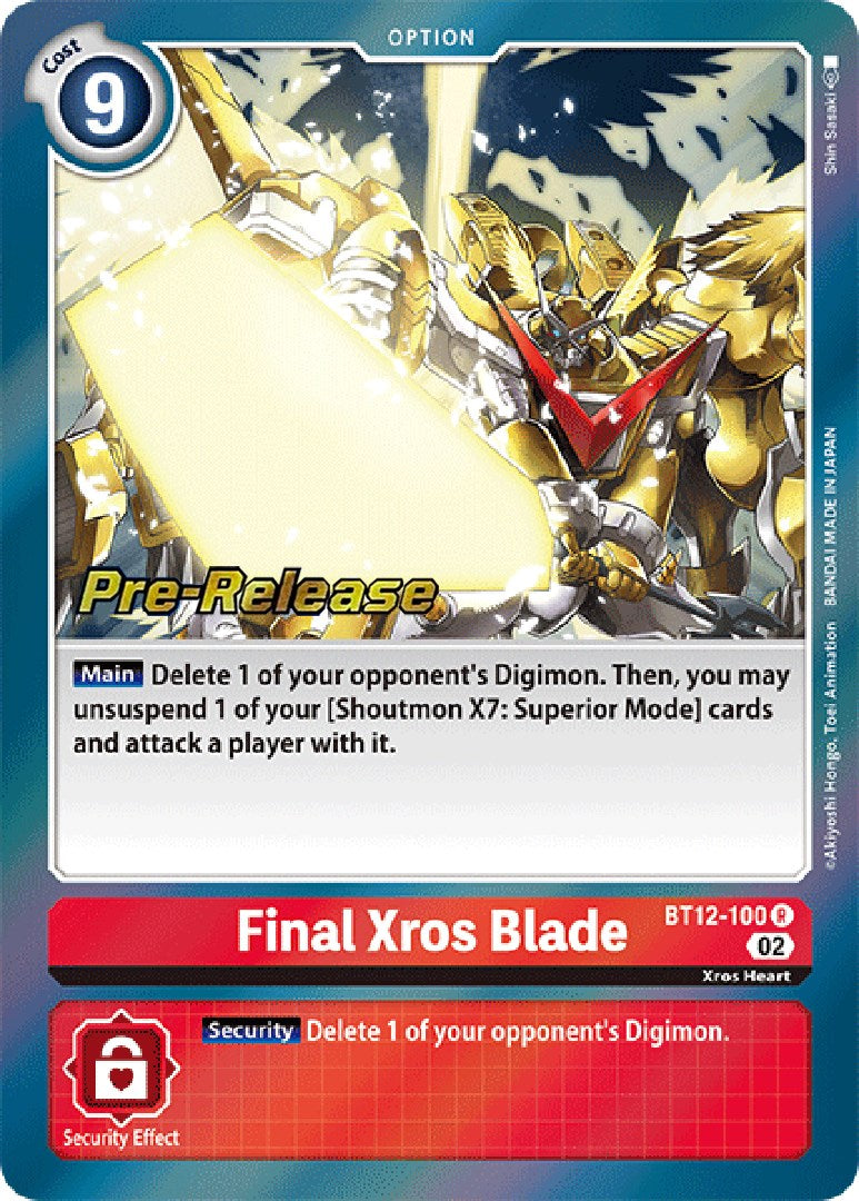 Final Xros Blade [BT12-100] [Across Time Pre-Release Cards] | Shuffle n Cut Hobbies & Games