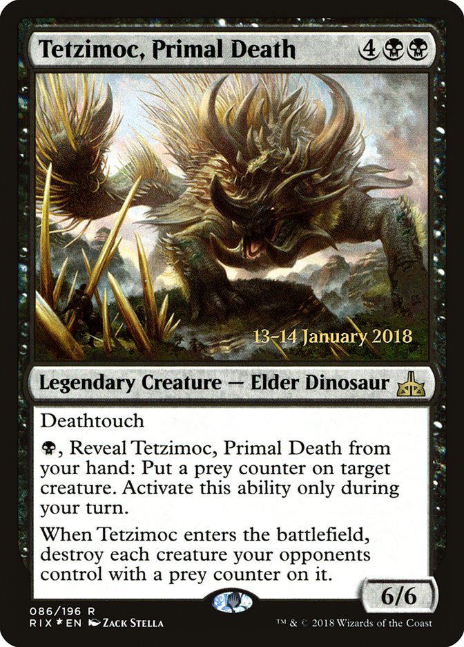 Tetzimoc, Primal Death [Rivals of Ixalan Prerelease Promos] | Shuffle n Cut Hobbies & Games