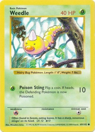 Weedle (69/102) [Base Set Shadowless Unlimited] | Shuffle n Cut Hobbies & Games