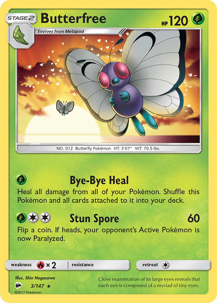 Butterfree (3/147) [Sun & Moon: Burning Shadows] | Shuffle n Cut Hobbies & Games