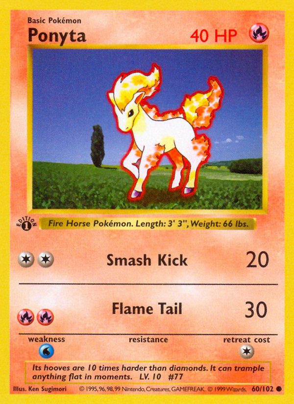 Ponyta (60/102) (Shadowless) [Base Set 1st Edition] | Shuffle n Cut Hobbies & Games