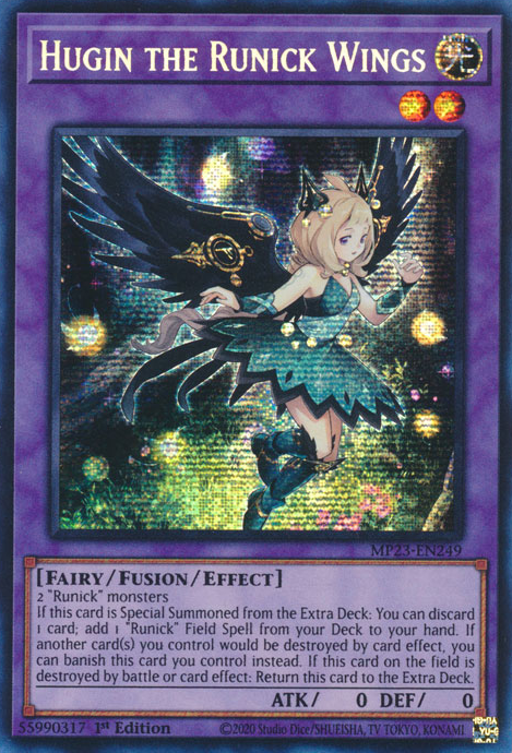 Hugin the Runick Wings [MP23-EN249] Prismatic Secret Rare | Shuffle n Cut Hobbies & Games