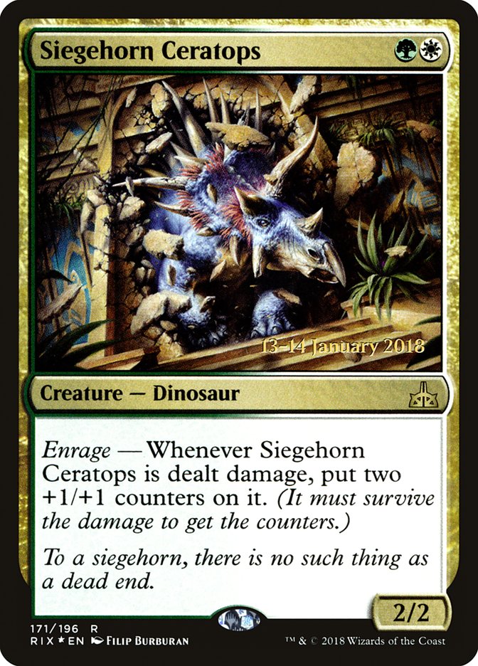 Siegehorn Ceratops [Rivals of Ixalan Prerelease Promos] | Shuffle n Cut Hobbies & Games