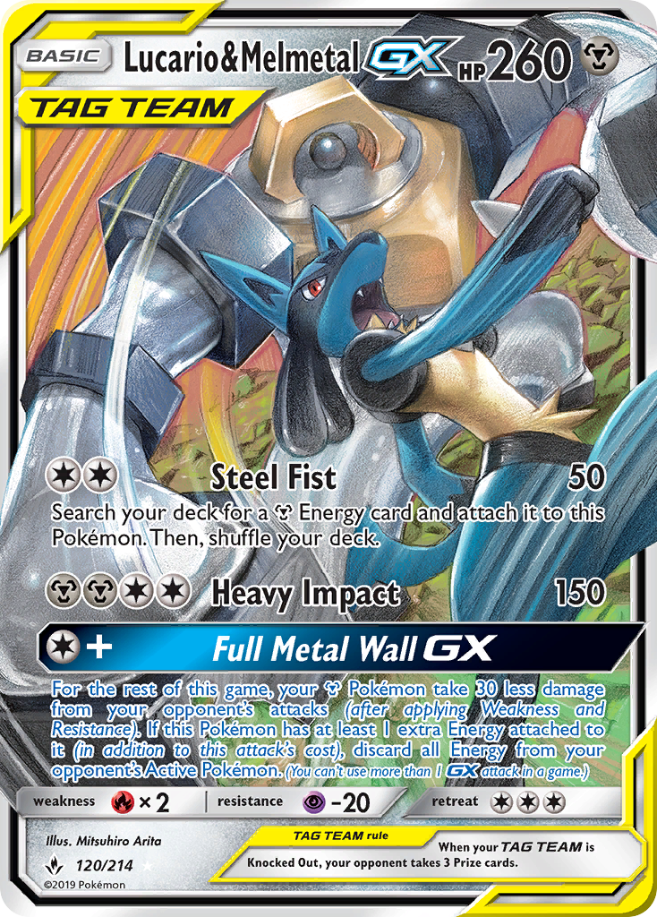 Lucario & Melmetal GX (120/214) [Sun & Moon: Unbroken Bonds] | Shuffle n Cut Hobbies & Games