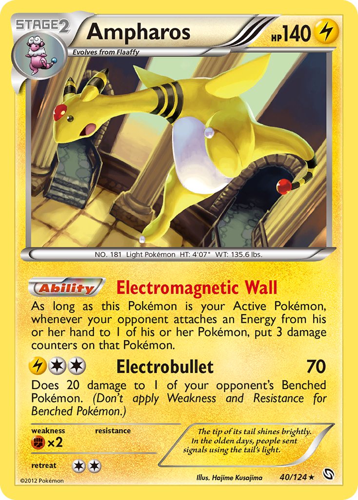 Ampharos (40/124) (Cosmos Holo) (Blister Exclusive) [Black & White: Dragons Exalted] | Shuffle n Cut Hobbies & Games