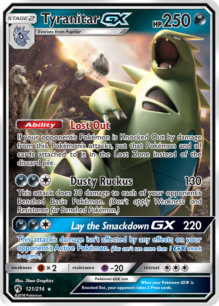 Tyranitar GX (121/214) [Sun & Moon: Lost Thunder] | Shuffle n Cut Hobbies & Games