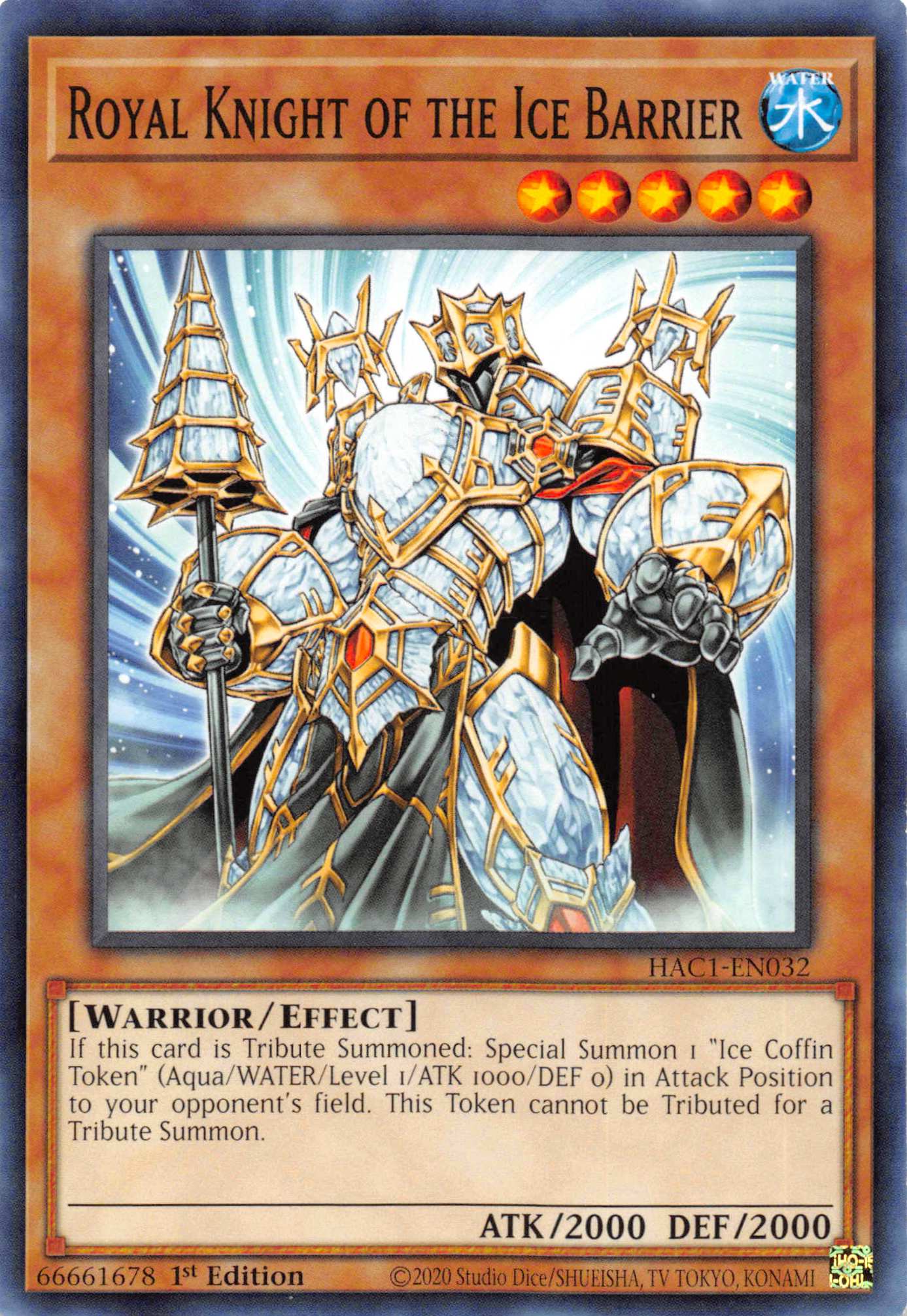 Royal Knight of the Ice Barrier [HAC1-EN032] Common | Shuffle n Cut Hobbies & Games