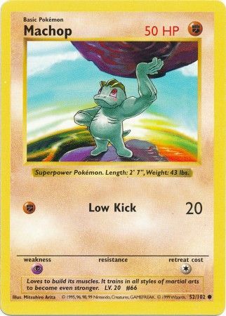 Machop (52/102) [Base Set Shadowless Unlimited] | Shuffle n Cut Hobbies & Games