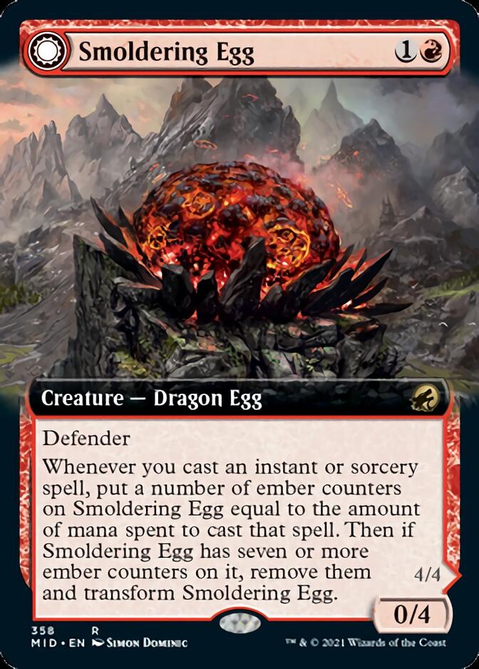 Smoldering Egg // Ashmouth Dragon (Extended Art) [Innistrad: Midnight Hunt] | Shuffle n Cut Hobbies & Games