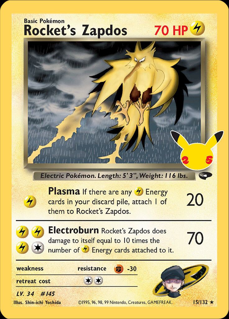 Rocket's Zapdos (15/132) [Celebrations: 25th Anniversary - Classic Collection] | Shuffle n Cut Hobbies & Games