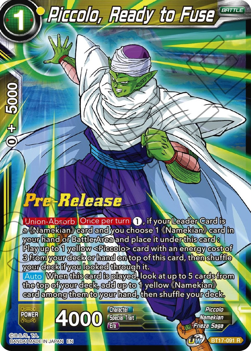 Piccolo, Ready to Fuse (BT17-091) [Ultimate Squad Prerelease Promos] | Shuffle n Cut Hobbies & Games