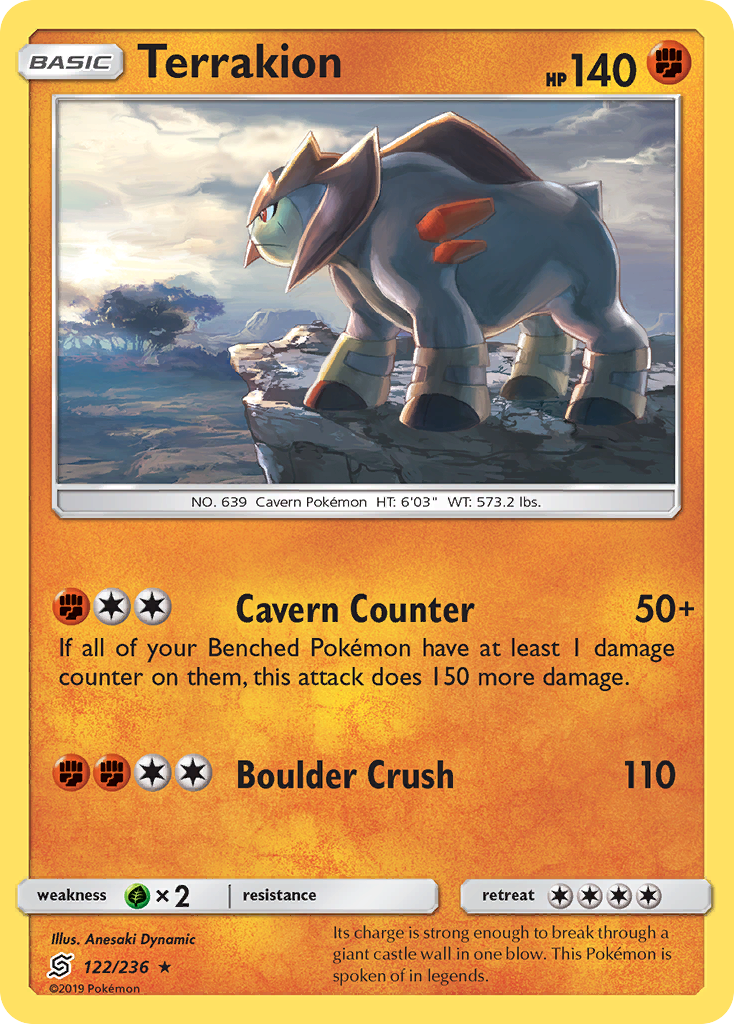 Terrakion (122/236) [Sun & Moon: Unified Minds] | Shuffle n Cut Hobbies & Games