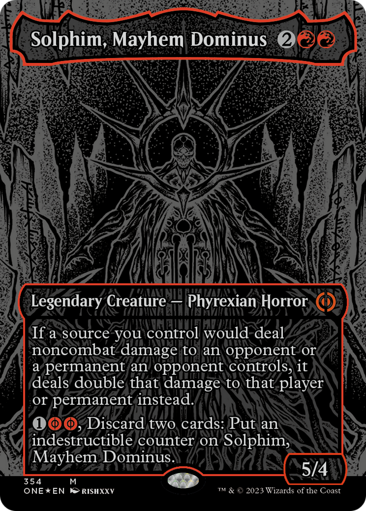 Solphim, Mayhem Dominus (Oil Slick Raised Foil) [Phyrexia: All Will Be One] | Shuffle n Cut Hobbies & Games