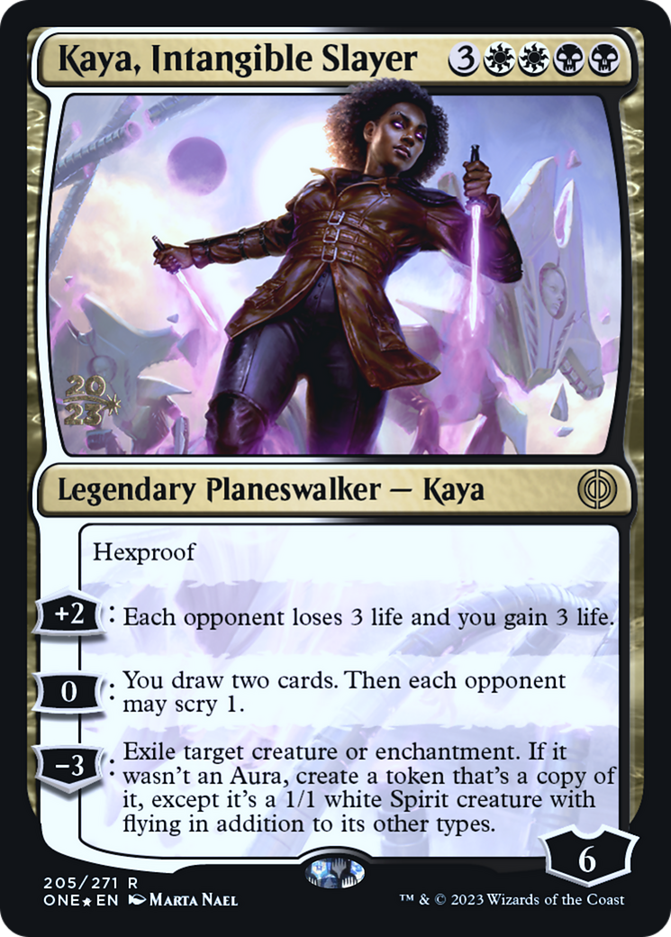 Kaya, Intangible Slayer [Phyrexia: All Will Be One Prerelease Promos] | Shuffle n Cut Hobbies & Games