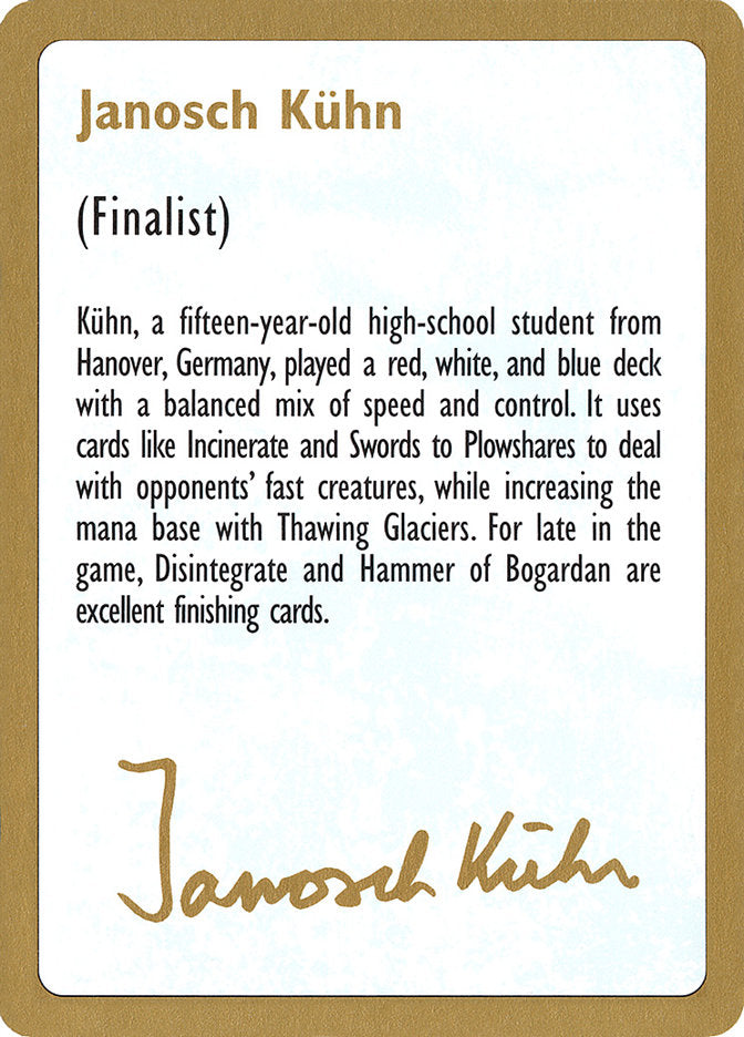 Janosch Kuhn Bio [World Championship Decks 1997] | Shuffle n Cut Hobbies & Games
