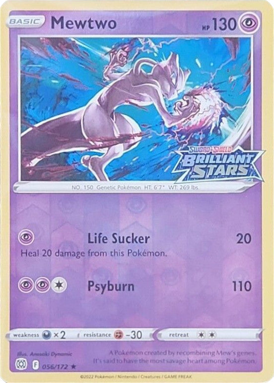 Mewtwo (056/172) (Brilliant Stars Stamped) [Sword & Shield: Brilliant Stars] | Shuffle n Cut Hobbies & Games