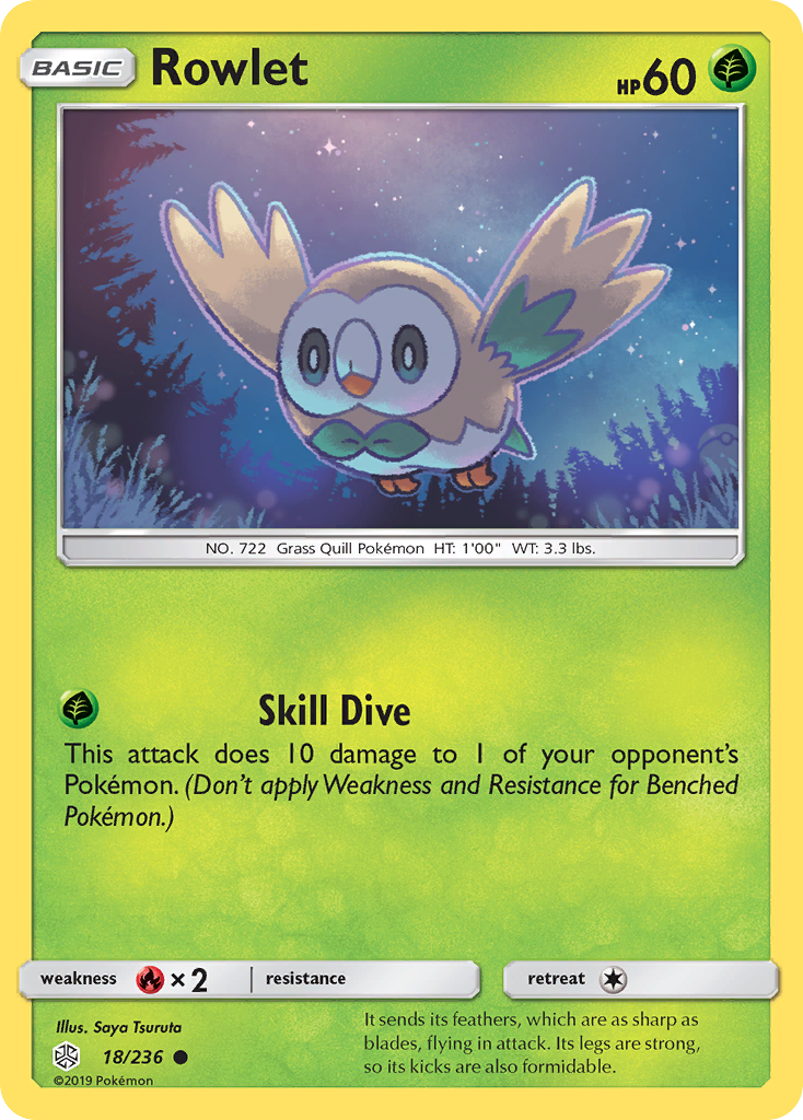 Rowlet (18/236) [Sun & Moon: Cosmic Eclipse] | Shuffle n Cut Hobbies & Games