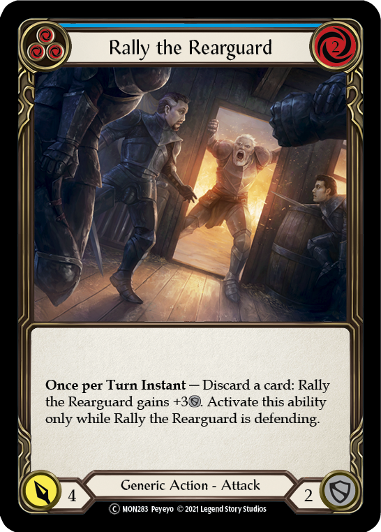 Rally the Rearguard (Blue) (Rainbow Foil) [U-MON283-RF] Unlimited Edition Rainbow Foil | Shuffle n Cut Hobbies & Games