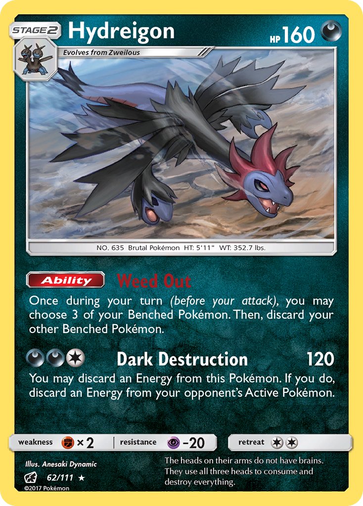 Hydreigon (62/111) (Cracked Ice Holo) (Theme Deck Exclusive) [Sun & Moon: Crimson Invasion] | Shuffle n Cut Hobbies & Games