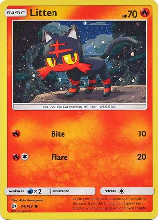 Litten (24/149) (Cosmos Holo) [Sun & Moon: Base Set] | Shuffle n Cut Hobbies & Games