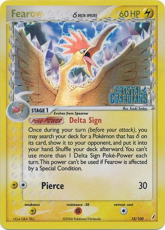 Fearow (18/100) (Delta Species) (Stamped) [EX: Crystal Guardians] | Shuffle n Cut Hobbies & Games